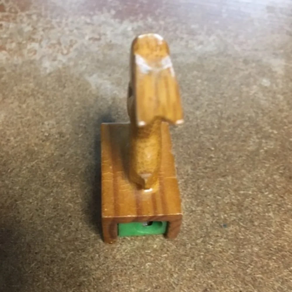 VTG Hand Carved Hand Painted Wooden Rabbit Pencil Sharpener 2.25